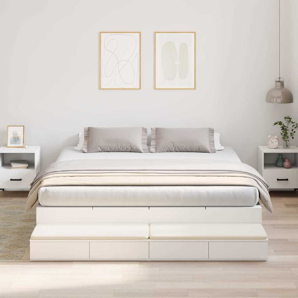 Storage Bed Frame White 236.5 x 180 x 31.5 cm Engineered wood
