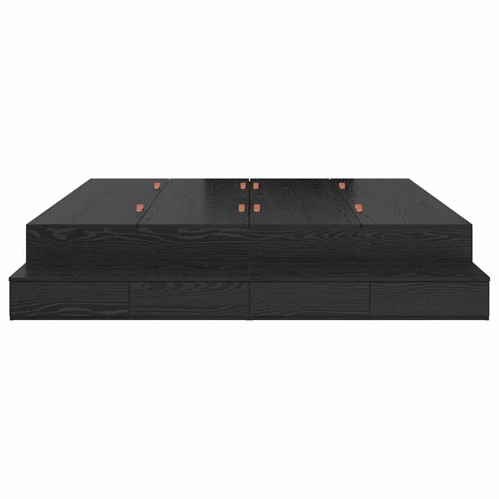 Storage Bed Frame with Drawer Black oak 236.5 x 180 x 31.5 cm