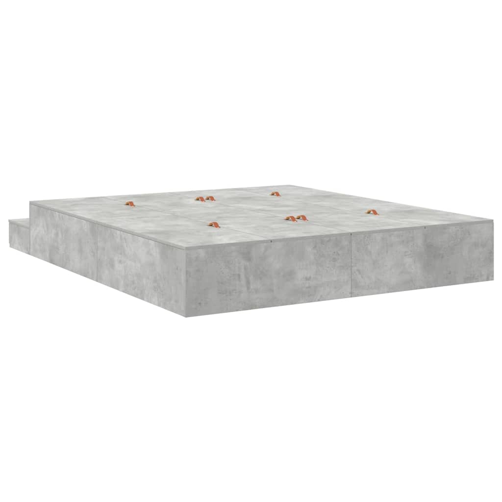 Storage Bed Frame with Door Concrete Grey 236.5 x 180 x 31.5 cm