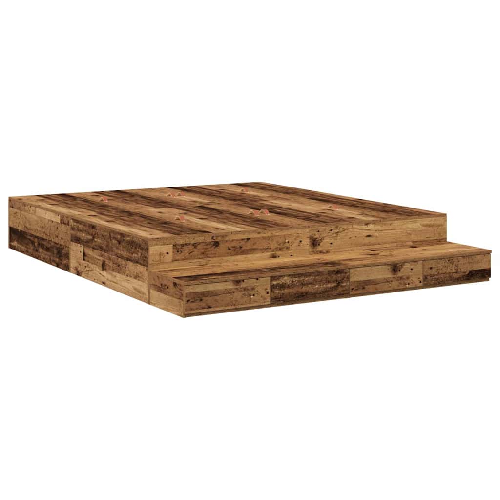 Storage Bed Frame with Drawer Old wood 236.5 x 180 x 31.5 cm