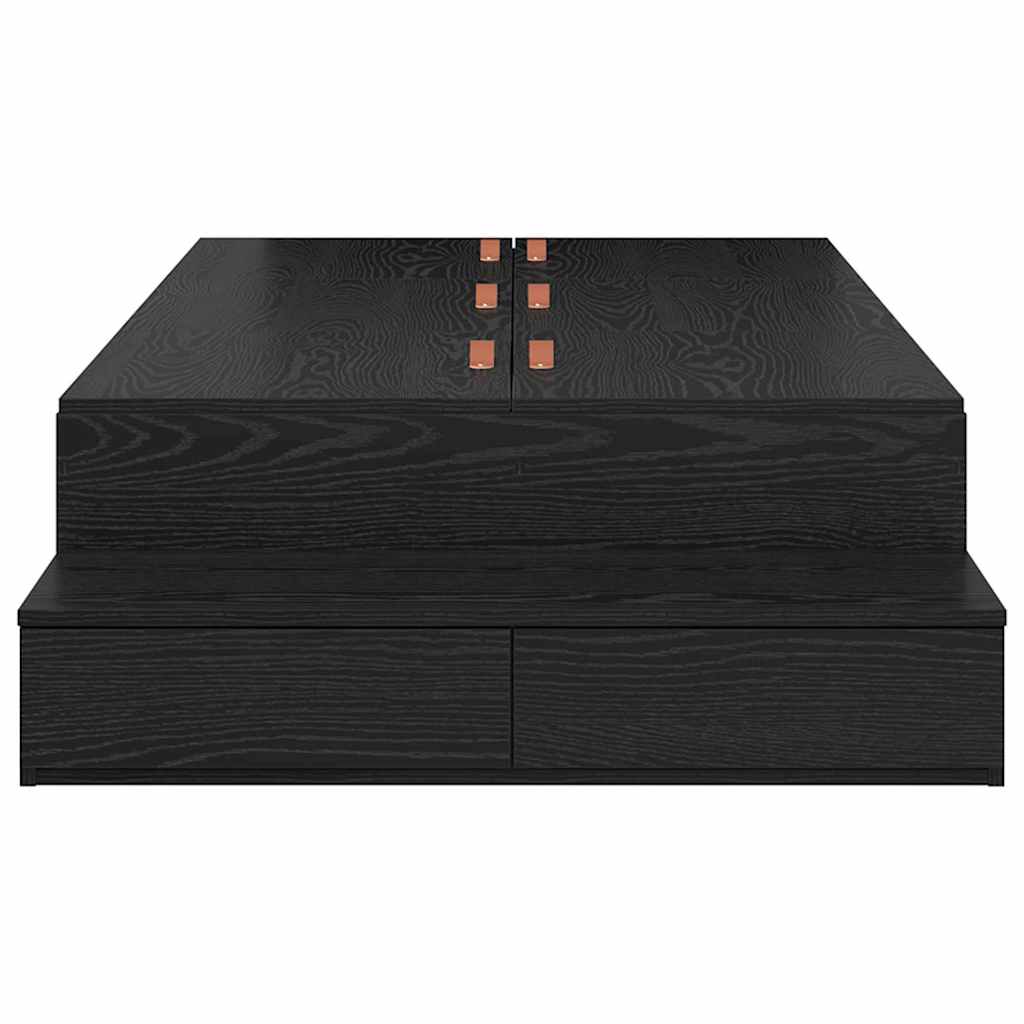 Storage Bed Frame with Drawer Black oak 226.5 x 75 x 31.5 cm