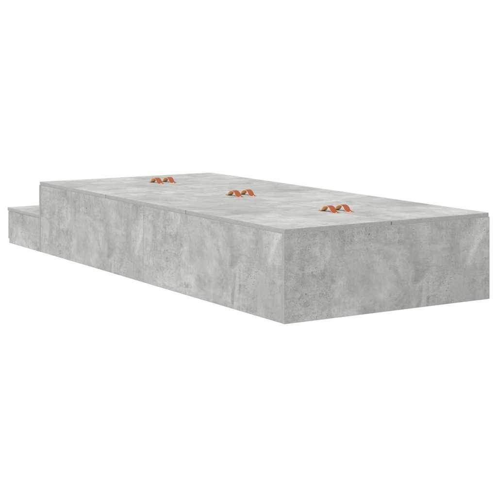 Storage Bed Frame with Door Concrete Grey 226.5 x 75 x 31.5 cm