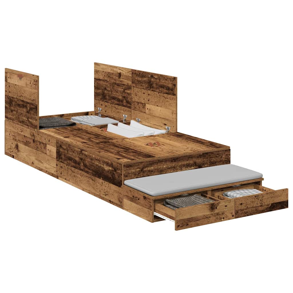 Storage Bed Frame Old wood 226.5 x 75 x 31.5 cm Engineered wood