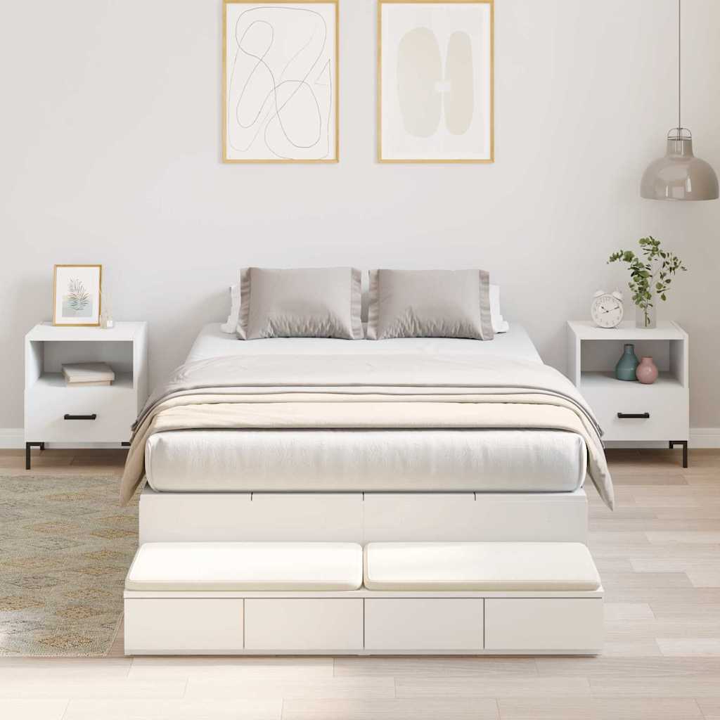 Storage Bed Frame White 226.5 x 120 x 31.5 cm Engineered wood