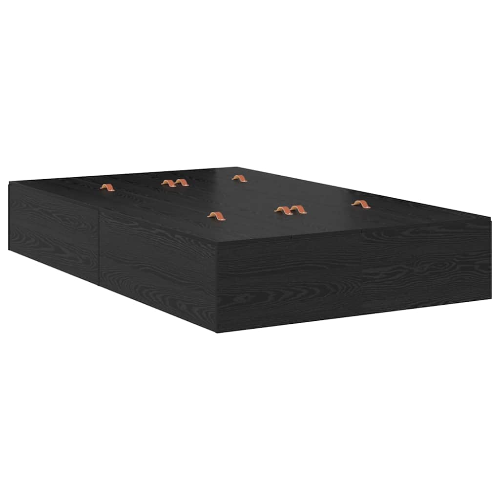 Storage Bed Frame with Drawer Black oak 226.5 x 120 x 31.5 cm