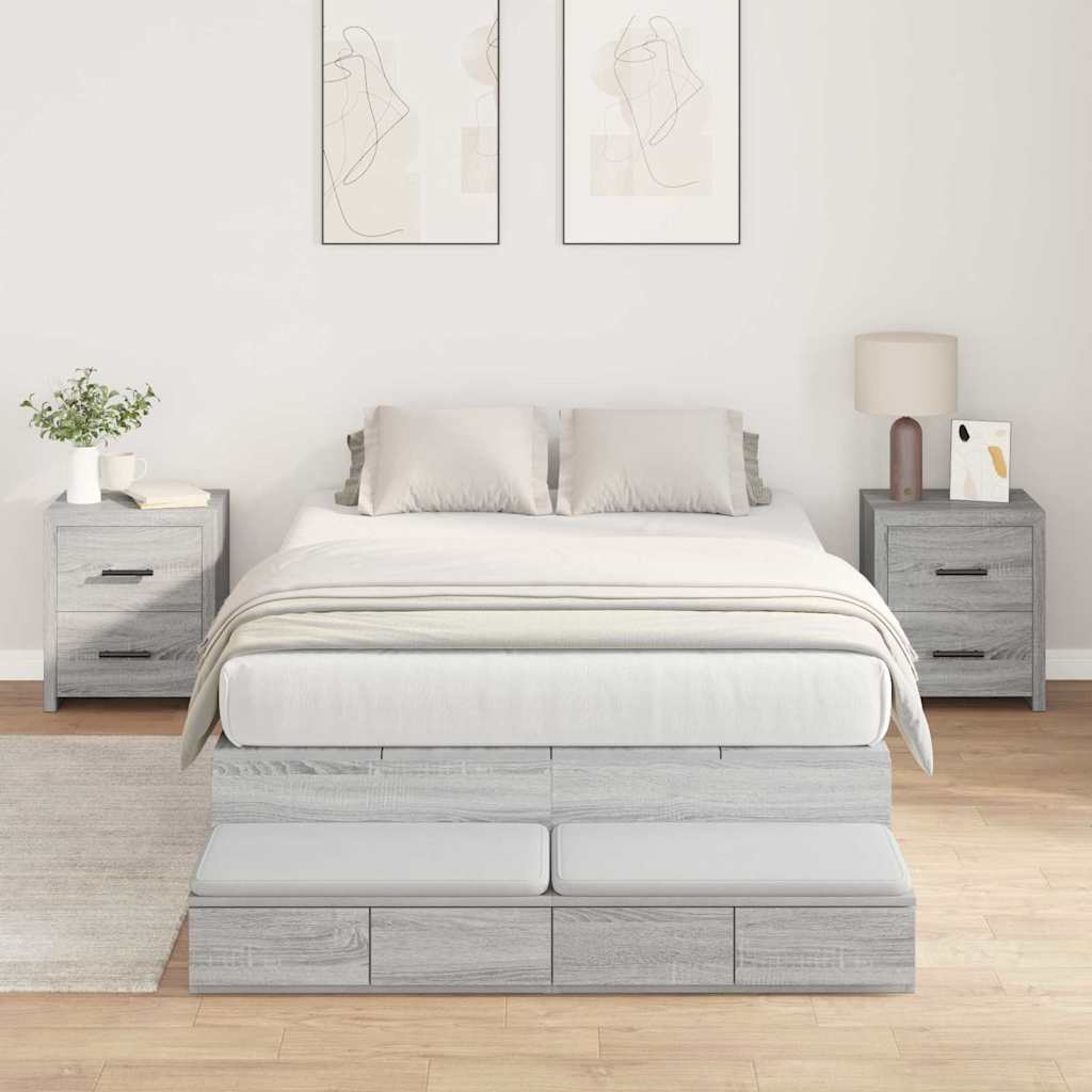 Storage Bed Frame with Drawer Grey sonoma 226.5 x 120 x 31.5 cm