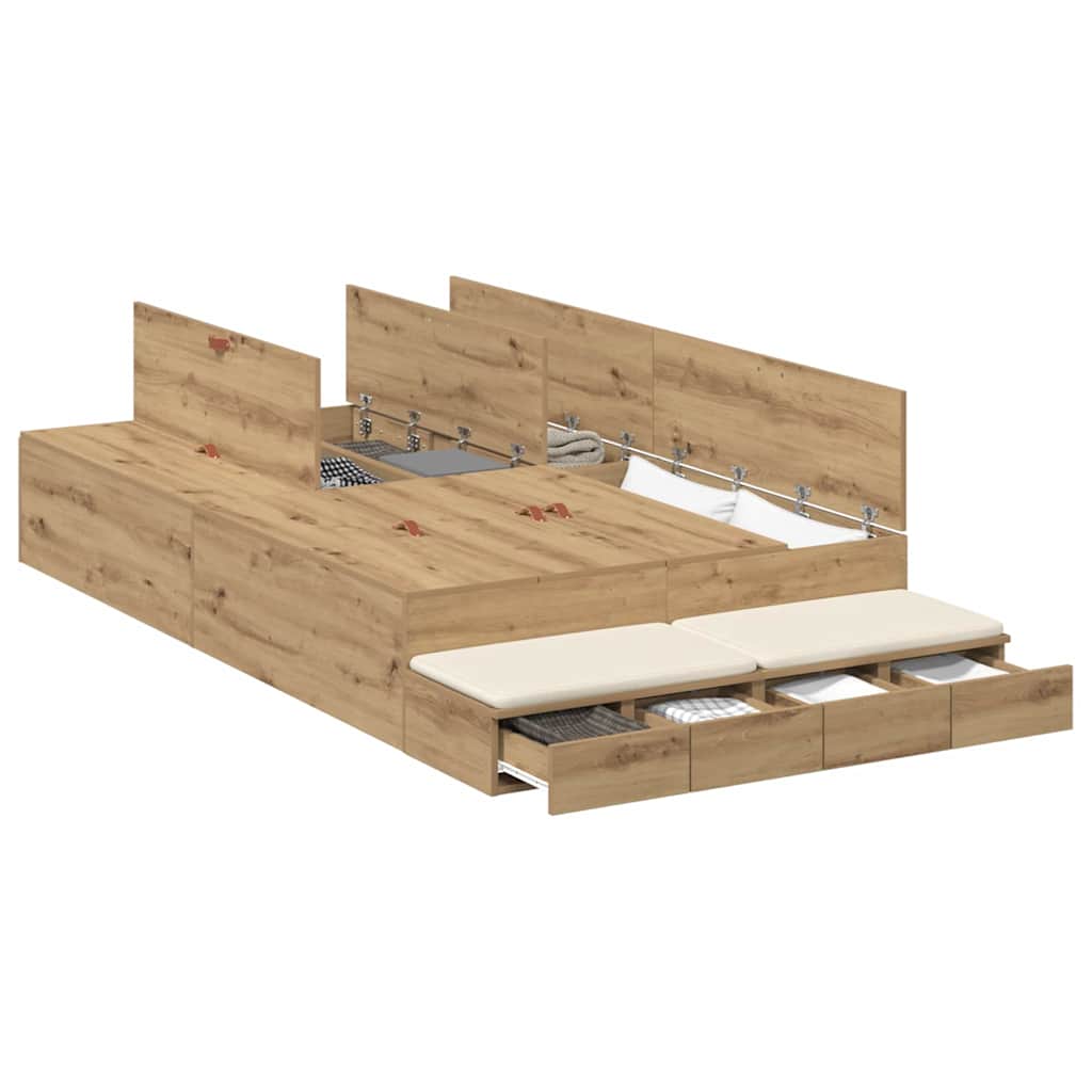 Storage Bed Frame with Drawer Artisan oak 226.5 x 120 x 31.5 cm