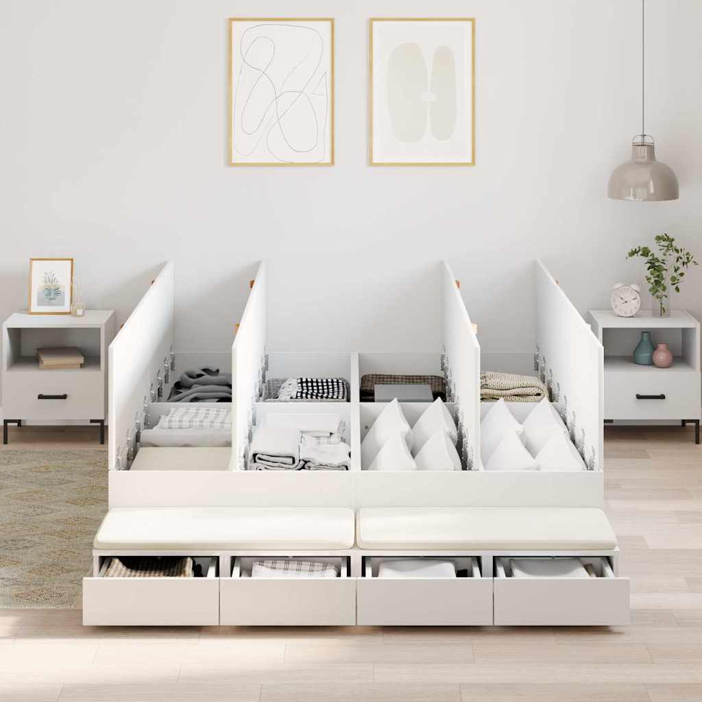 Storage Bed Frame White 226.5 x 140 x 31.5 cm Engineered wood