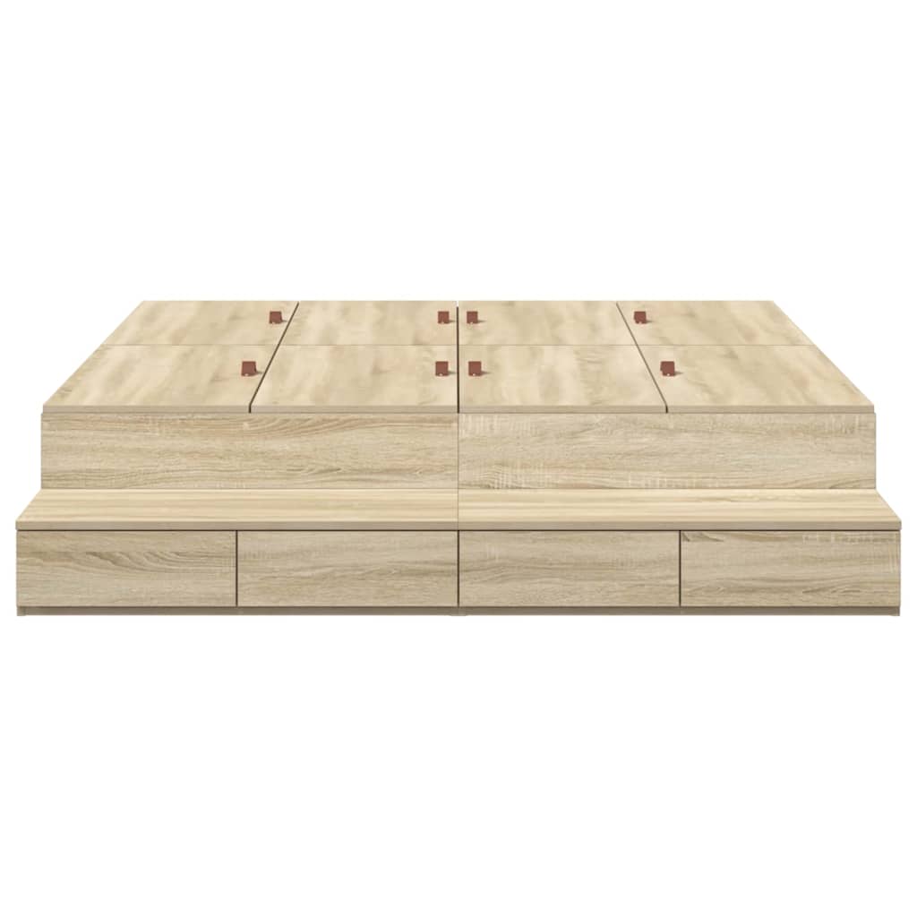 Storage Bed Frame with Drawer Sonoma Oak 226.5 x 140 x 31.5 cm
