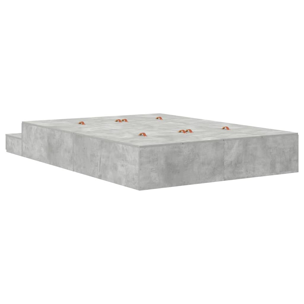 Storage Bed Frame with Door Concrete Grey 226.5 x 140 x 31.5 cm