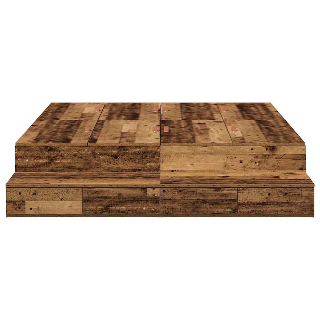 Storage Bed Frame with Drawer Old wood 226.5 x 140 x 31.5 cm