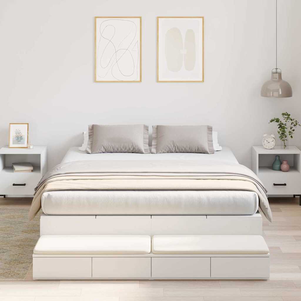 Storage Bed Frame White 226.5 x 135 x 31.5 cm Engineered wood