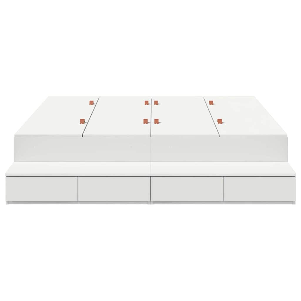 Storage Bed Frame White 226.5 x 135 x 31.5 cm Engineered wood