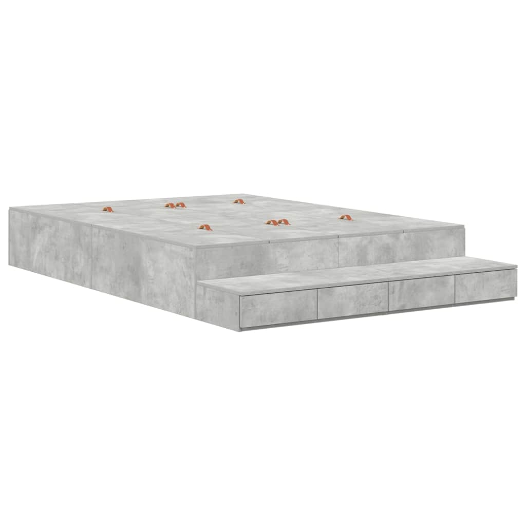 Storage Bed Frame with Door Concrete Grey 226.5 x 135 x 31.5 cm