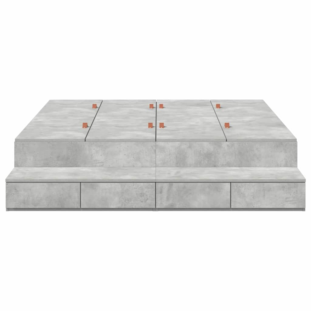 Storage Bed Frame with Door Concrete Grey 226.5 x 135 x 31.5 cm