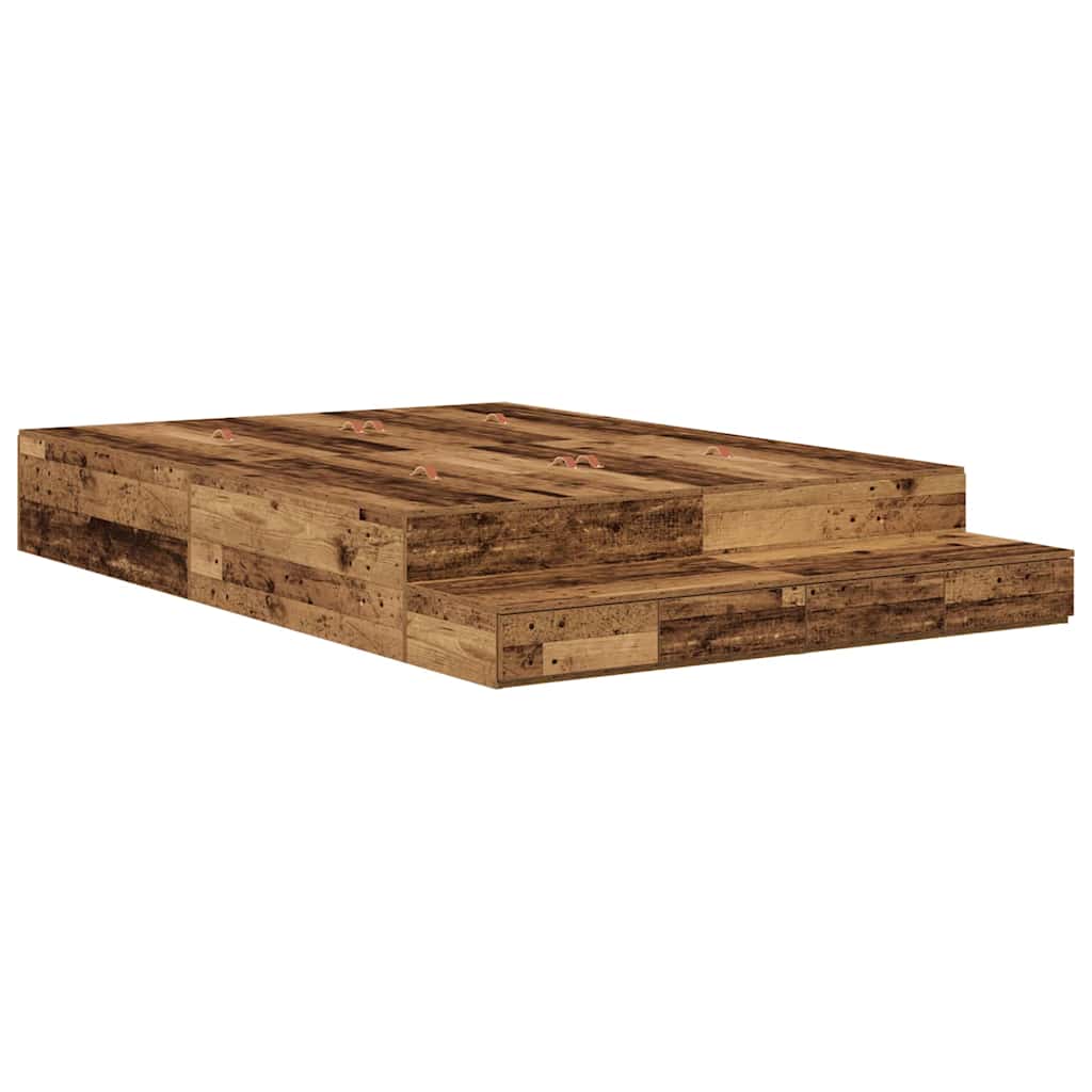 Storage Bed Frame with Drawer Old wood 226.5 x 135 x 31.5 cm