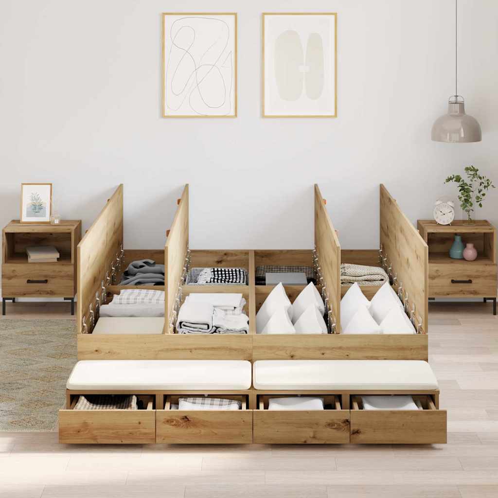Storage Bed Frame with Drawer Artisan oak 226.5 x 135 x 31.5 cm