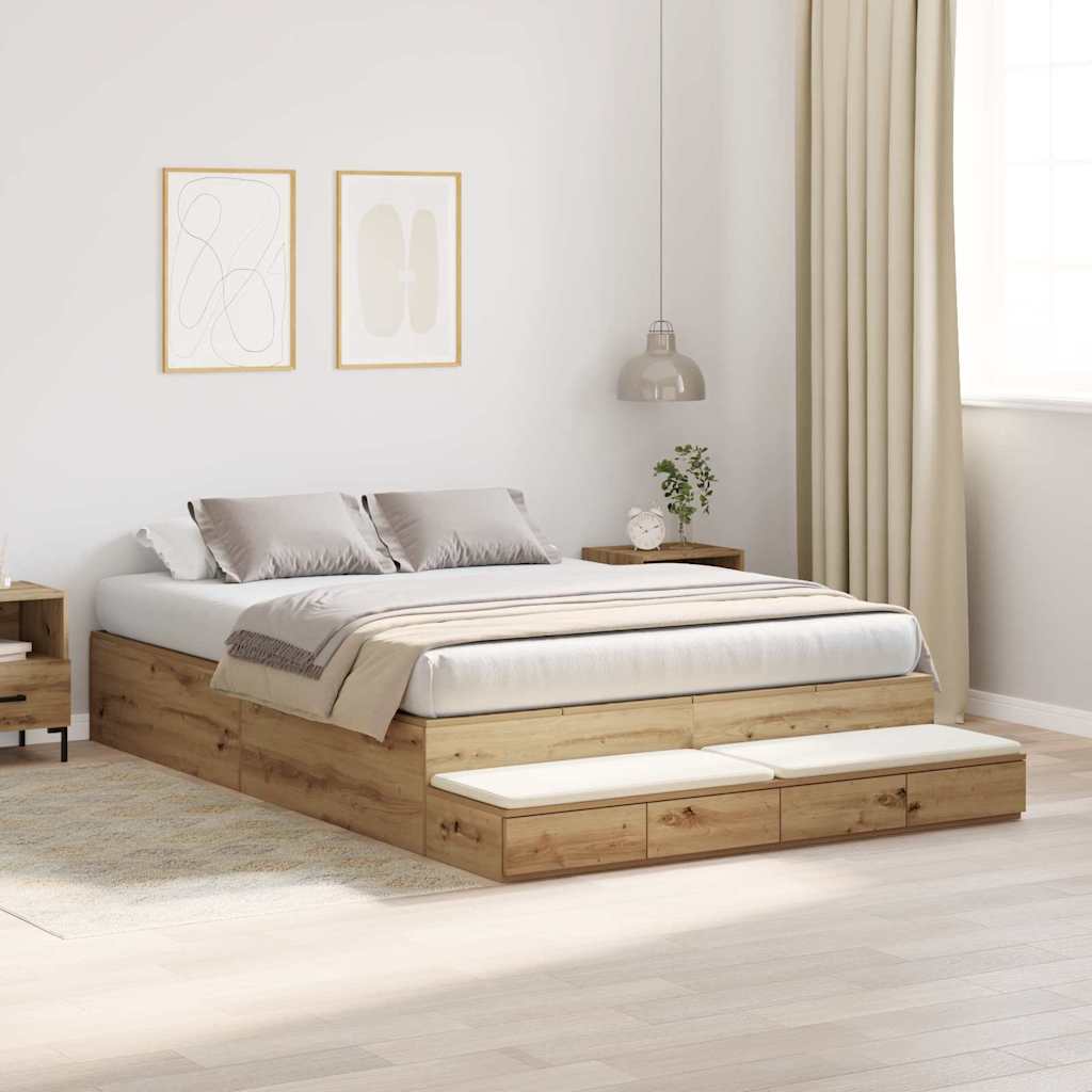 Storage Bed Frame with Drawer Artisan oak 226.5 x 135 x 31.5 cm