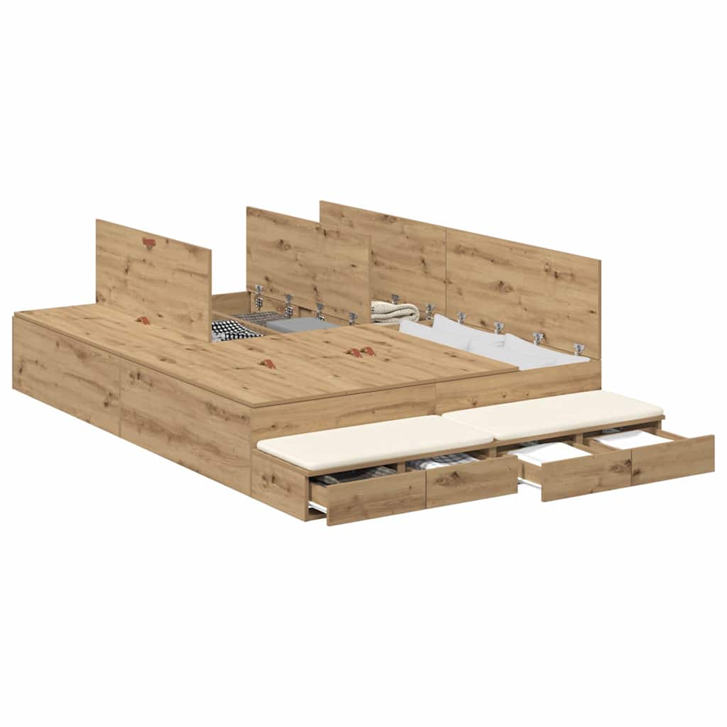 Storage Bed Frame with Drawer Artisan oak 226.5 x 135 x 31.5 cm