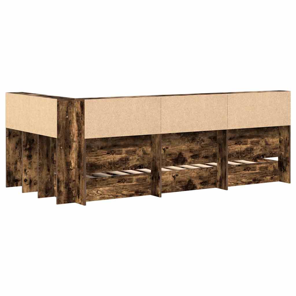 Bookcase Bed Smoked oak 75 x 190 cm Engineered wood