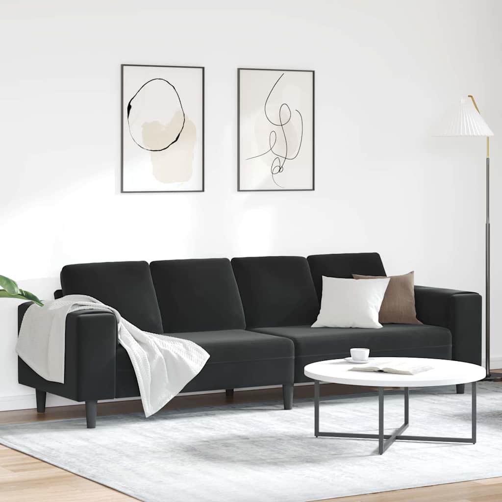 Sofa Set Black Velvet