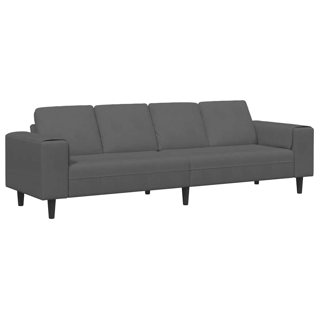 Fabric Sofa with Cushion Dark Grey Corduroy fabric