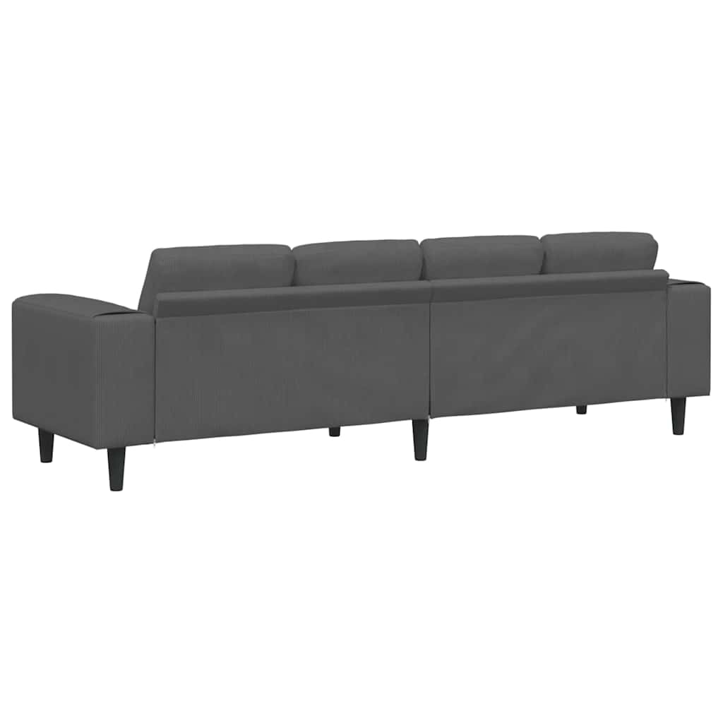 Fabric Sofa with Cushion Dark Grey Corduroy fabric