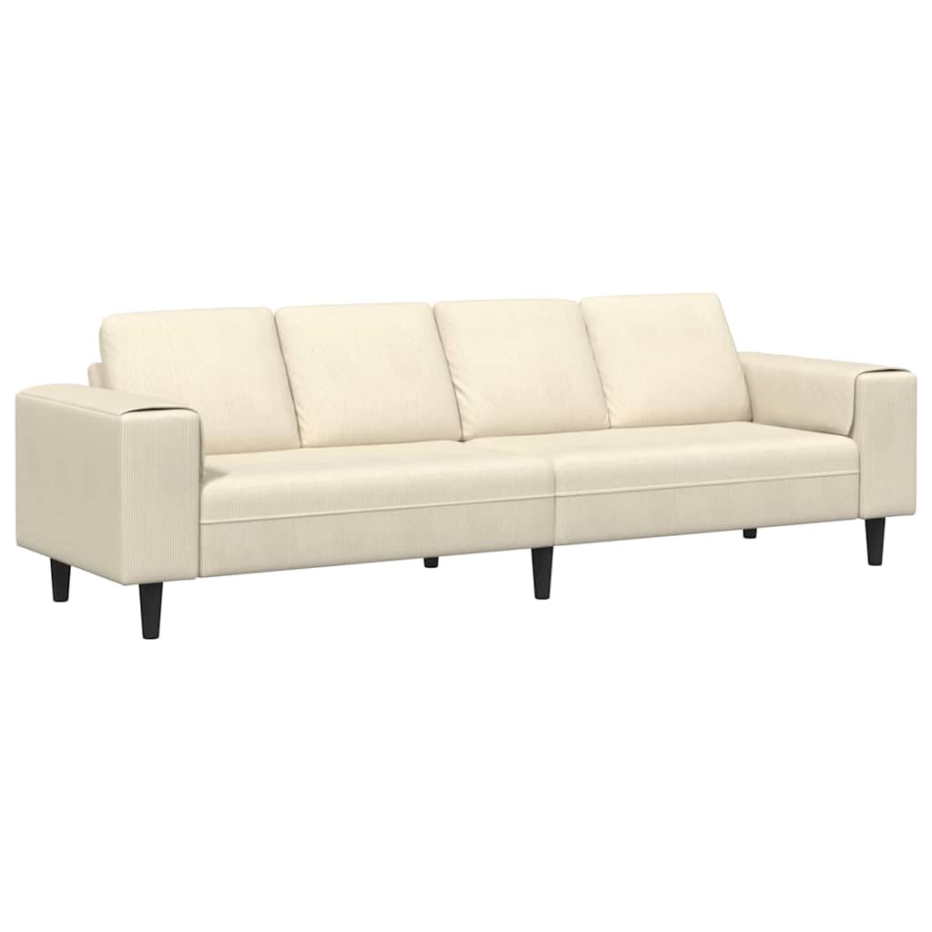 Fabric Sofa with Cushion Cream 208 cm Corduroy fabric