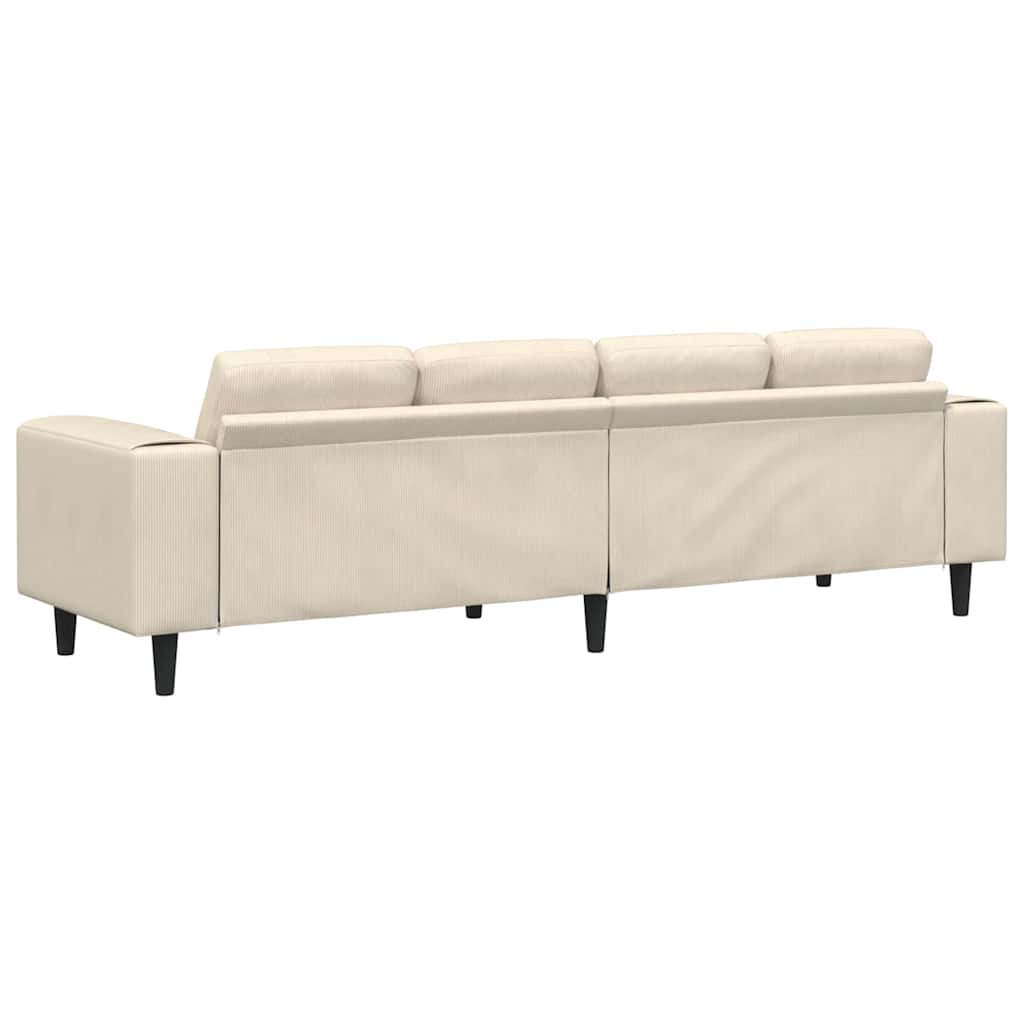 Fabric Sofa with Cushion Cream 208 cm Corduroy fabric