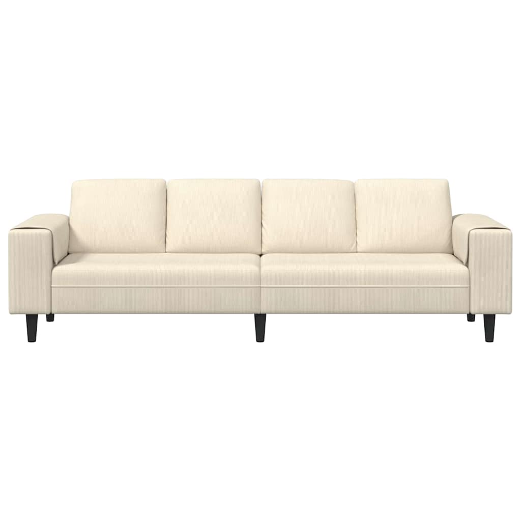 Fabric Sofa with Cushion Cream 208 cm Corduroy fabric