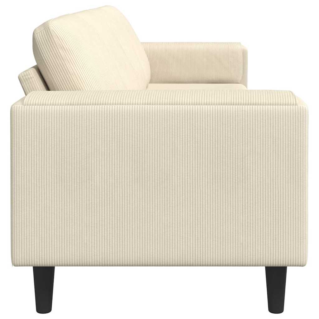 Fabric Sofa with Cushion Cream 208 cm Corduroy fabric