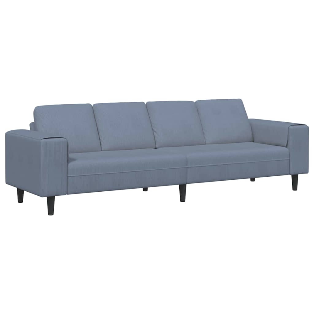 Fabric Sofa with Cushion Blue 208 cm Corduroy fabric