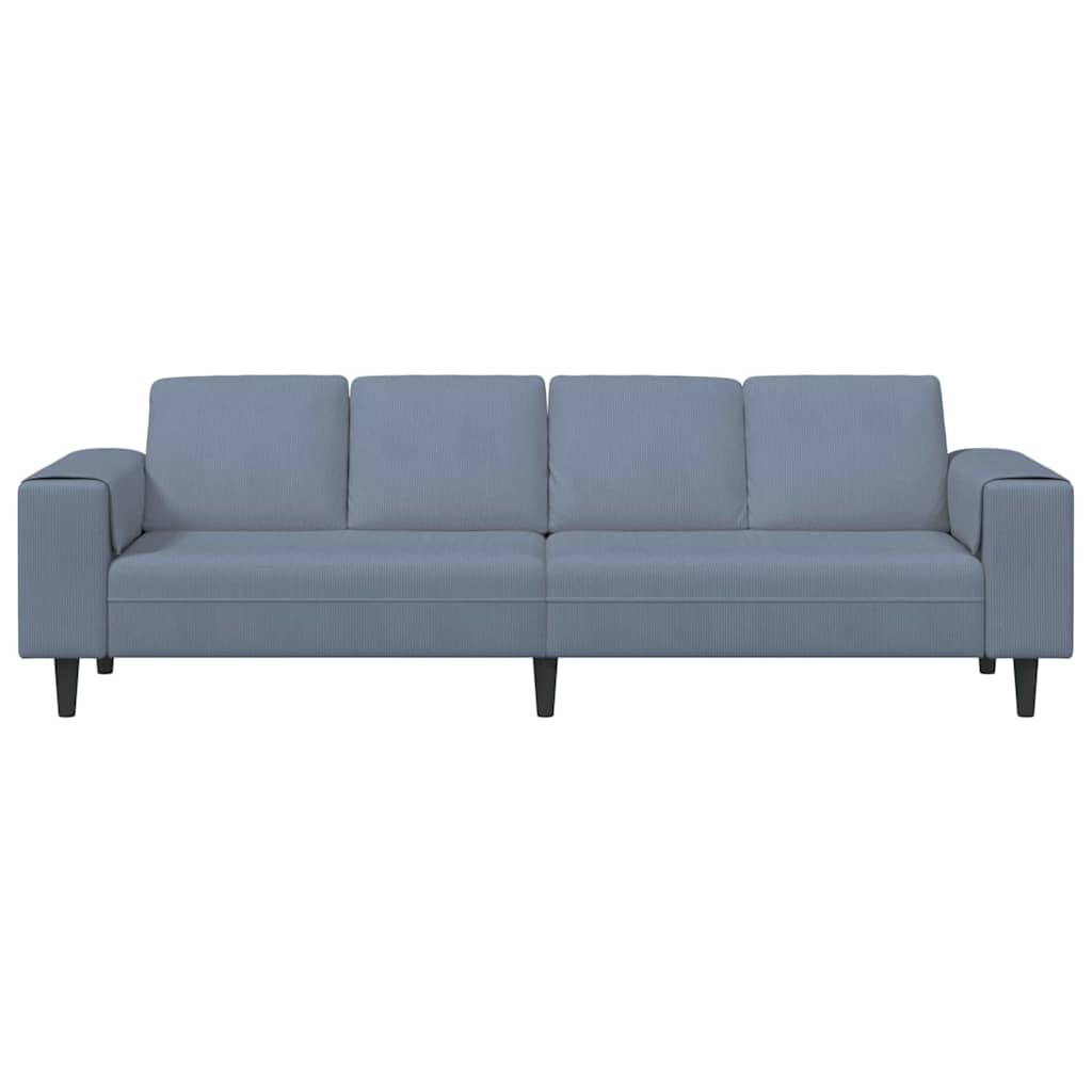 Fabric Sofa with Cushion Blue 208 cm Corduroy fabric