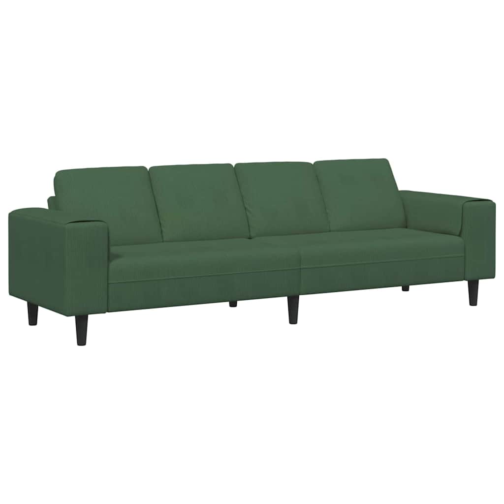 Fabric Sofa with Cushion Dark Green 208 cm Corduroy fabric