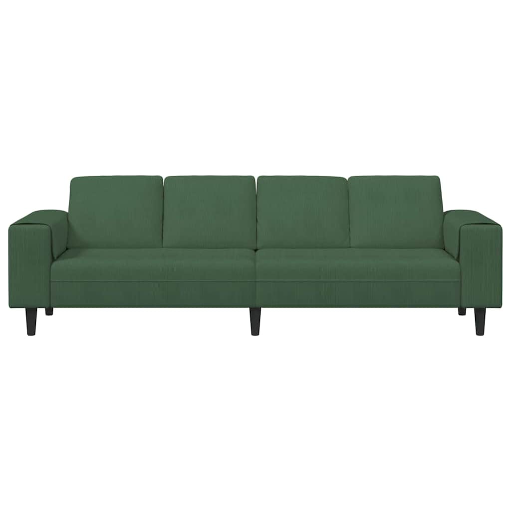Fabric Sofa with Cushion Dark Green 208 cm Corduroy fabric