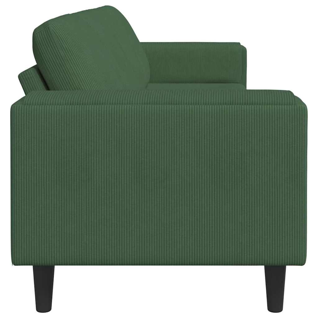 Fabric Sofa with Cushion Dark Green 208 cm Corduroy fabric