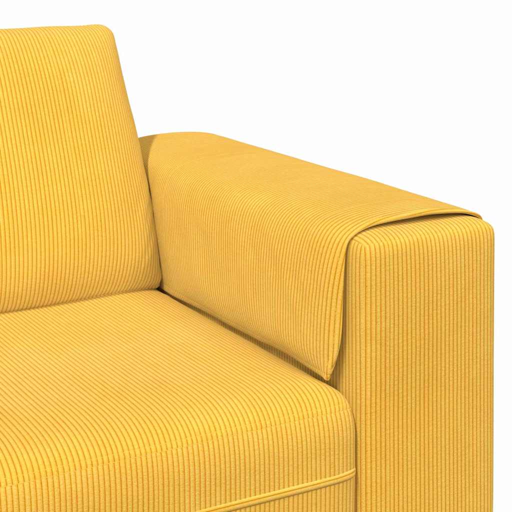 Fabric Sofa with Cushion Light Yellow Corduroy fabric
