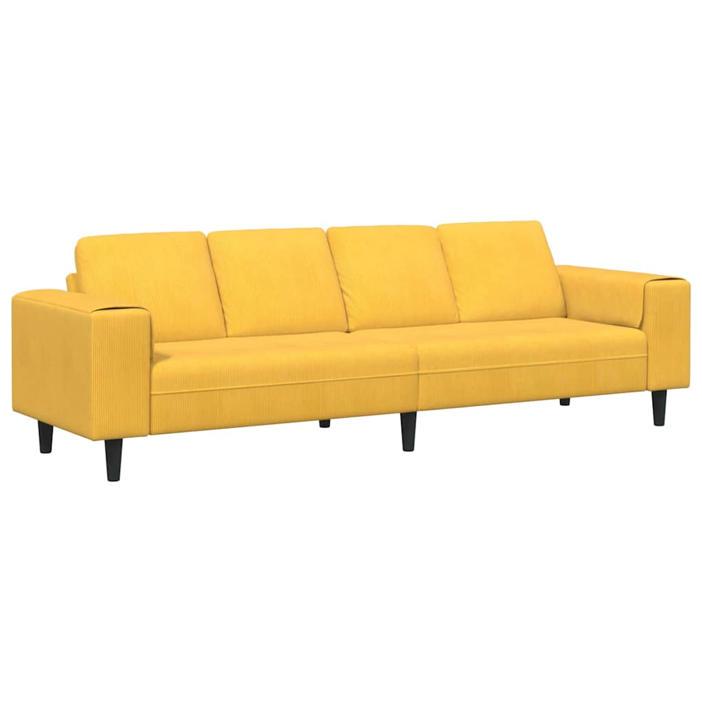Fabric Sofa with Cushion Light Yellow Corduroy fabric
