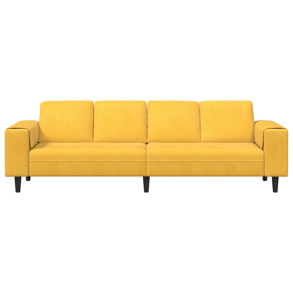 Fabric Sofa with Cushion Light Yellow Corduroy fabric