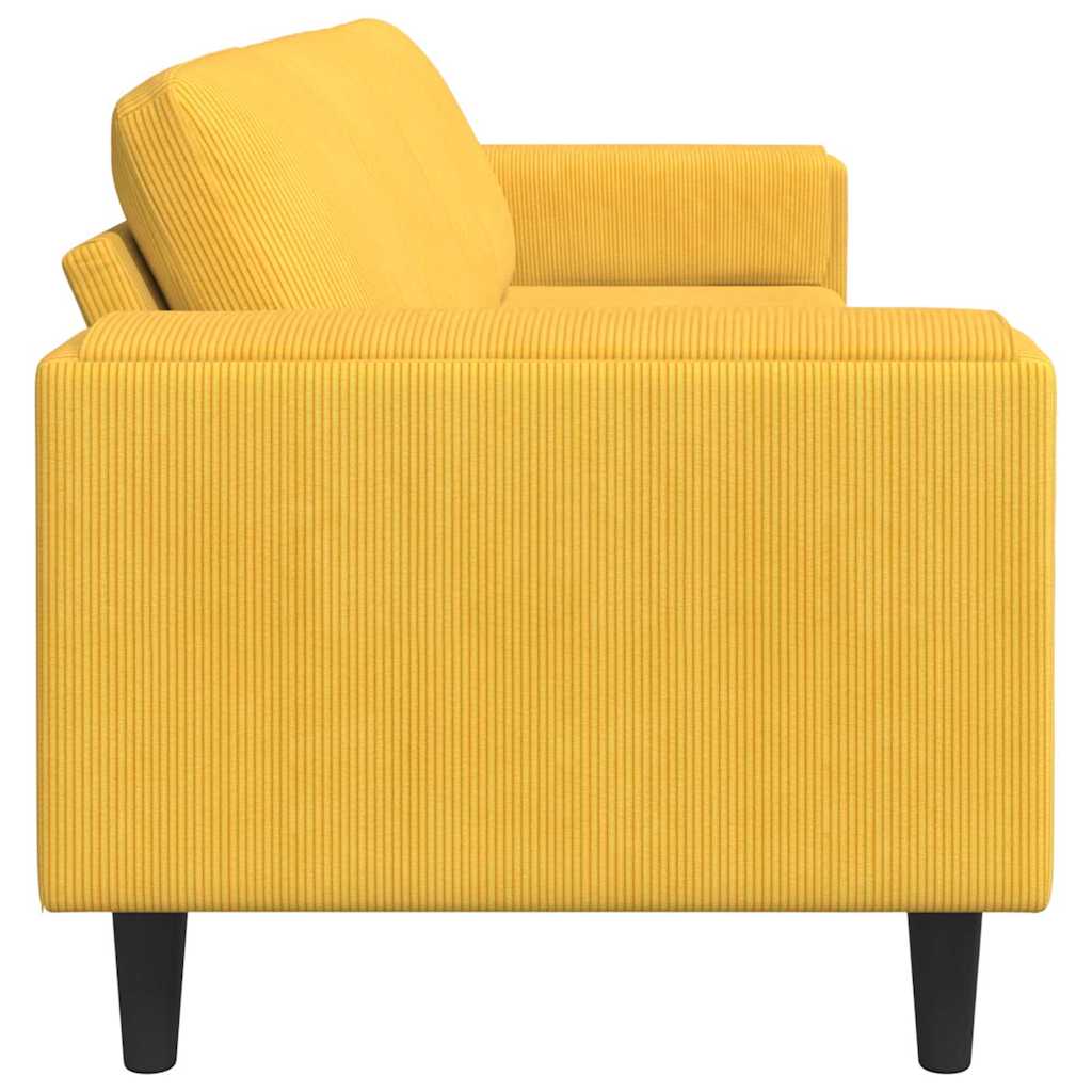 Fabric Sofa with Cushion Light Yellow Corduroy fabric