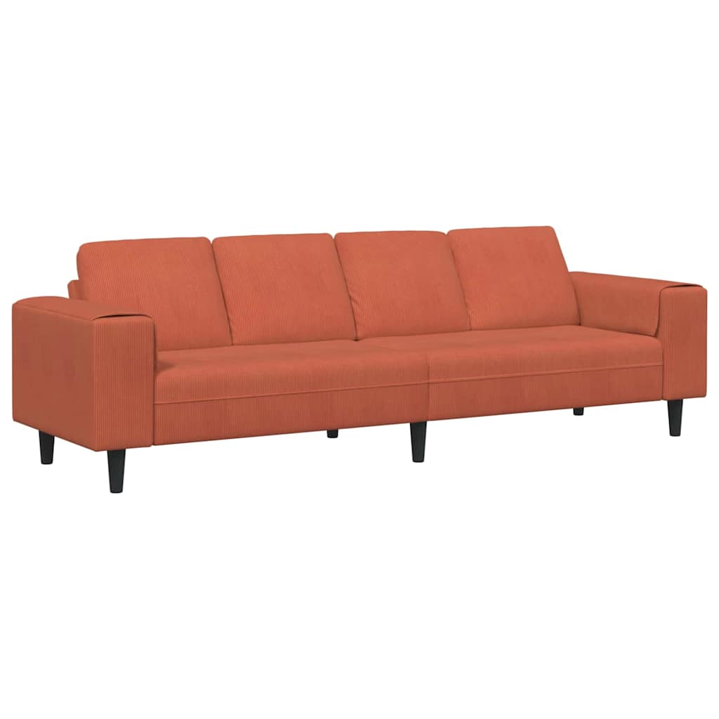 Fabric Sofa with Cushion Red Orange Corduroy fabric