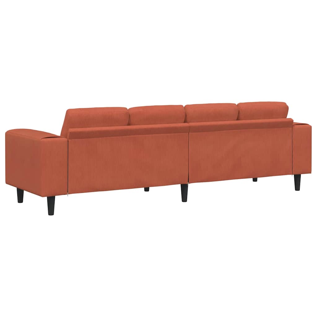 Fabric Sofa with Cushion Red Orange Corduroy fabric