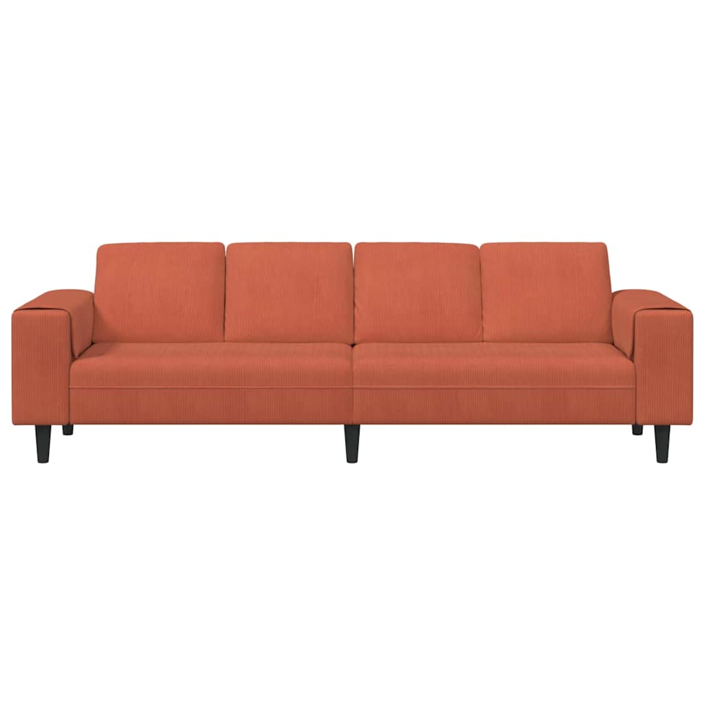 Fabric Sofa with Cushion Red Orange Corduroy fabric