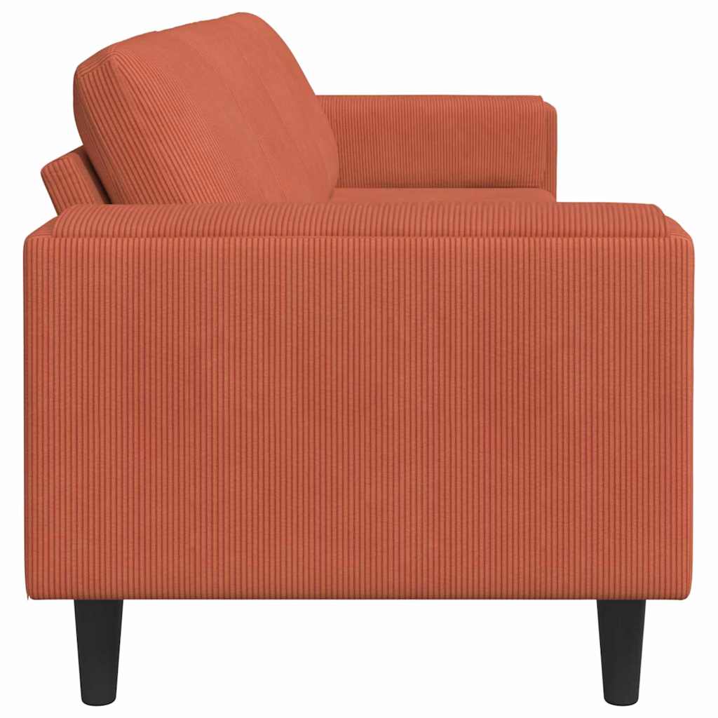 Fabric Sofa with Cushion Red Orange Corduroy fabric
