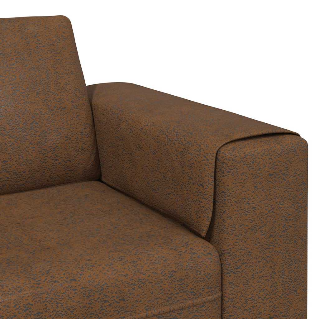 Sofa Set Brown Faux suede leather