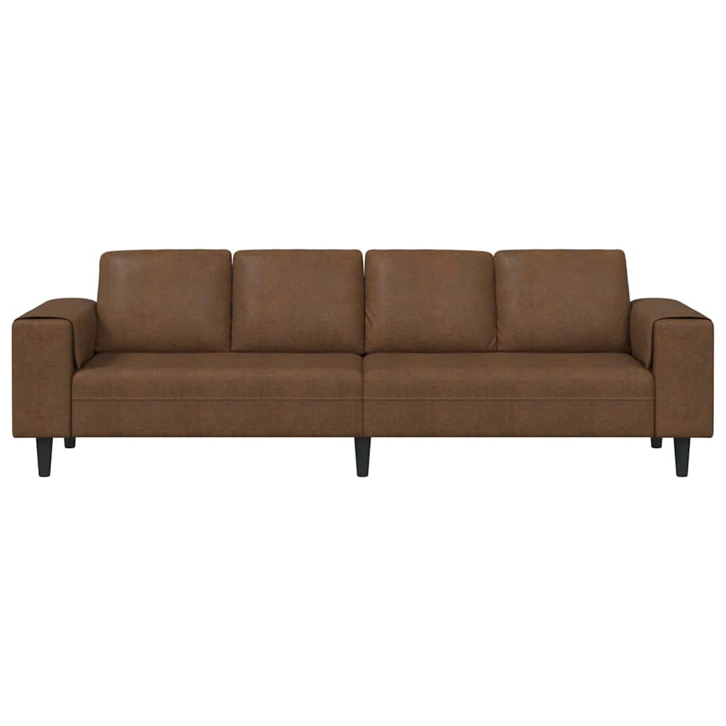Sofa Set Brown Faux suede leather