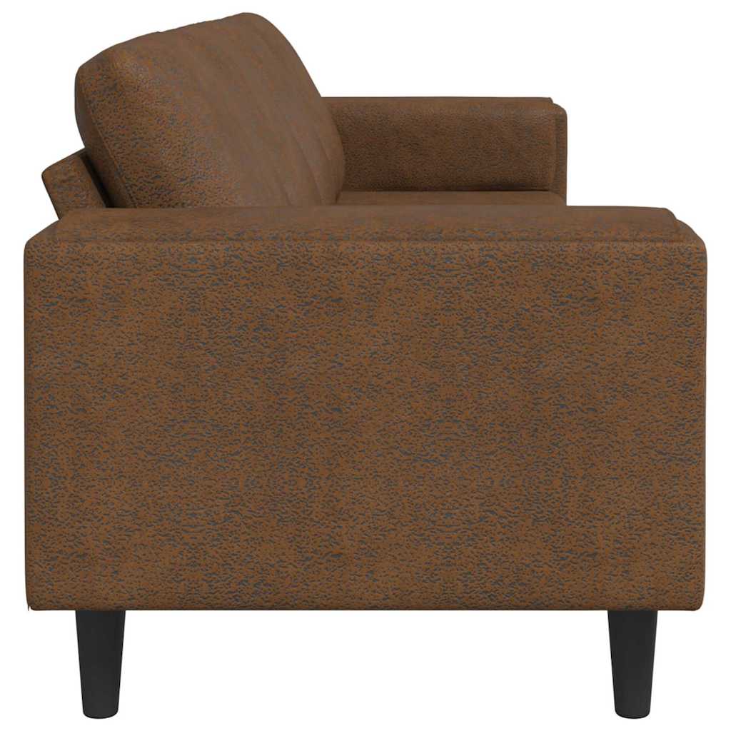 Sofa Set Brown Faux suede leather