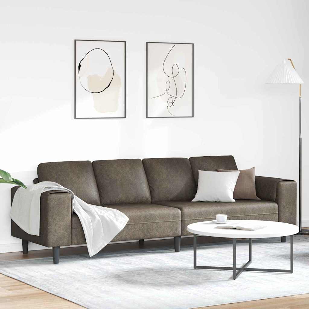 Sofa Set Dark grey Faux suede leather