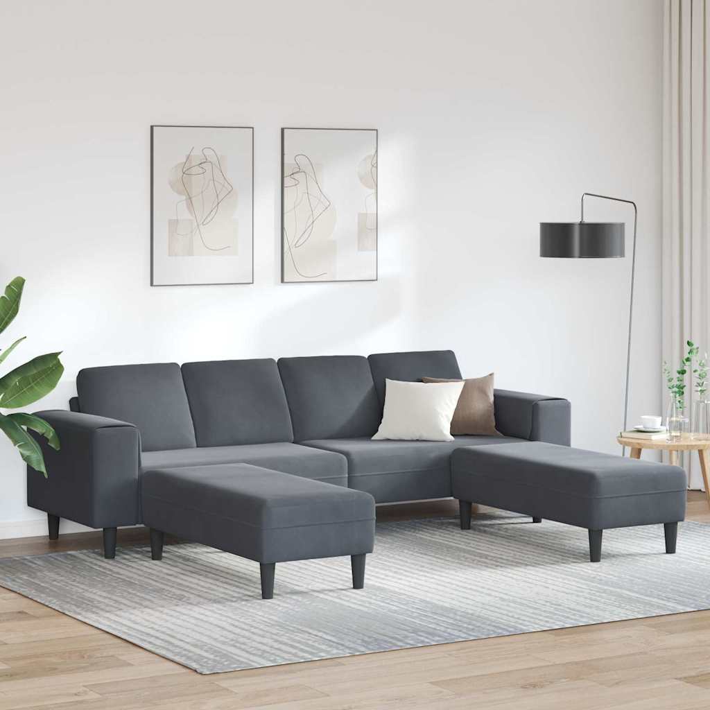 Sofa Set Dark grey Velvet