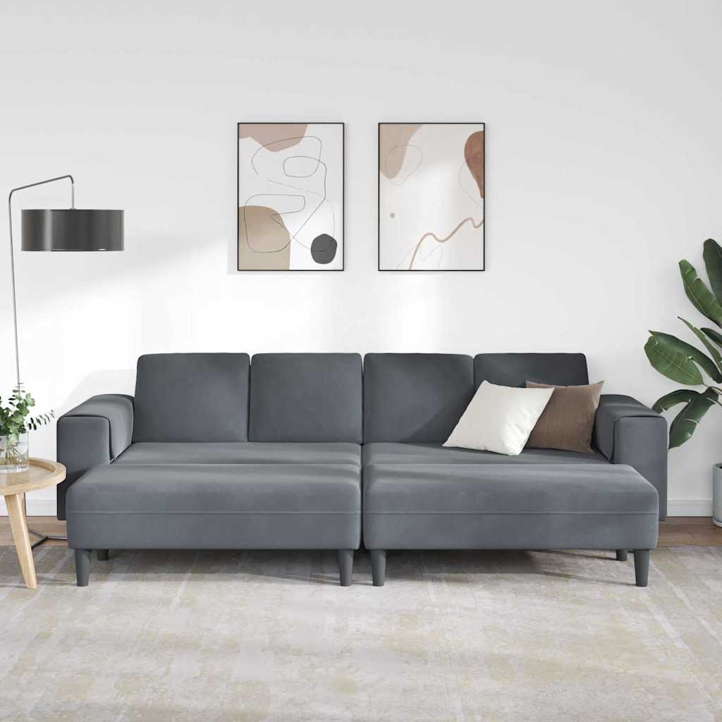 Sofa Set Dark grey Velvet